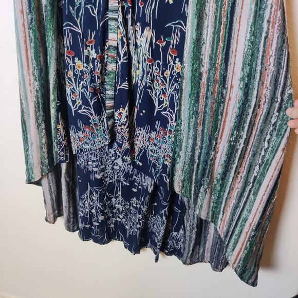 Neeru Kumar Artsy Floral Abstract Sleeveless Flowy Midi Dress Medium Boho Hippie - Picture 5 of 11